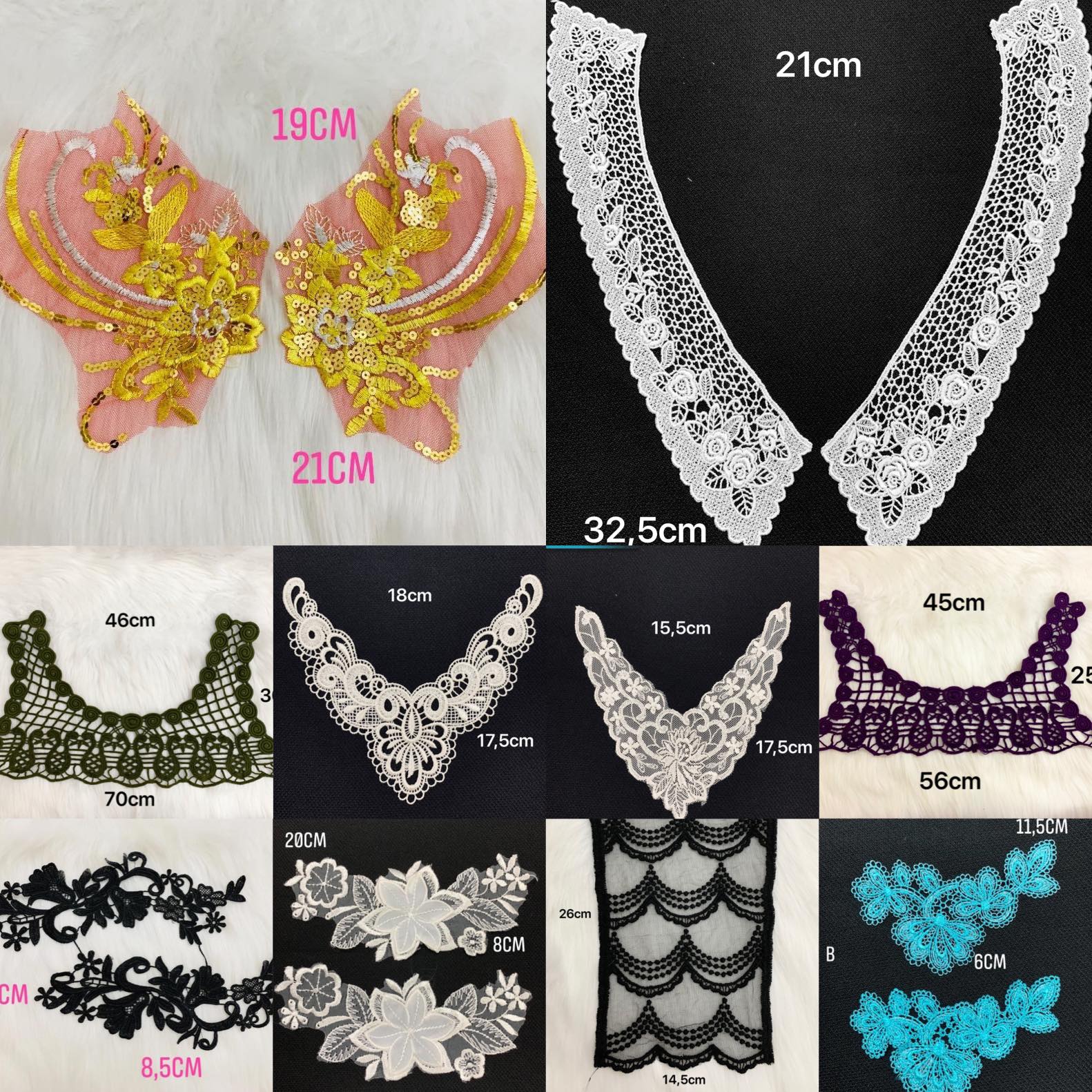 Cổ áo ren, Cổ áo kiểu vintage, cổ áo thêu,ten bông trang trí