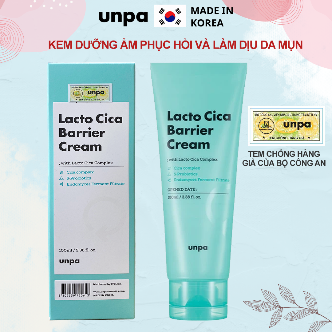 Kem dưỡng ẩm phục hồi , làm sáng da và dịu da Unpa Lactocica Barrier Cream 100ml