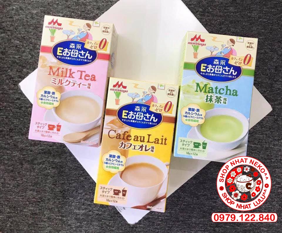 Sữa bầu morinaga nhật bản dâu, matcha trà xanh, cafe 12 gói