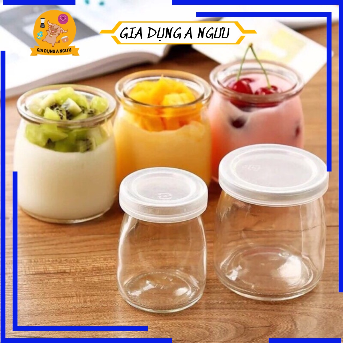 Bộ 12 hũ thủy tinh làm Sữa Chua 100ml, hũ lọ Yaourt, lọ Pudding, hủ làm Sữa Chua, Caramen
