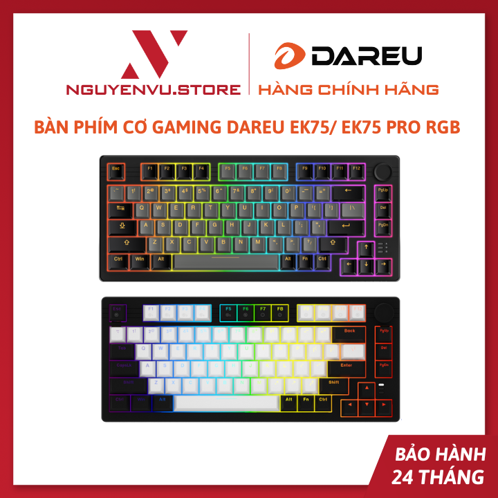 Bàn Phím Cơ Gaming DAREU EK75 / EK75 Pro - BLACK GOLDEN (Triple Mode, Gasket Mount, RGB) - Hàng Chính Hãng