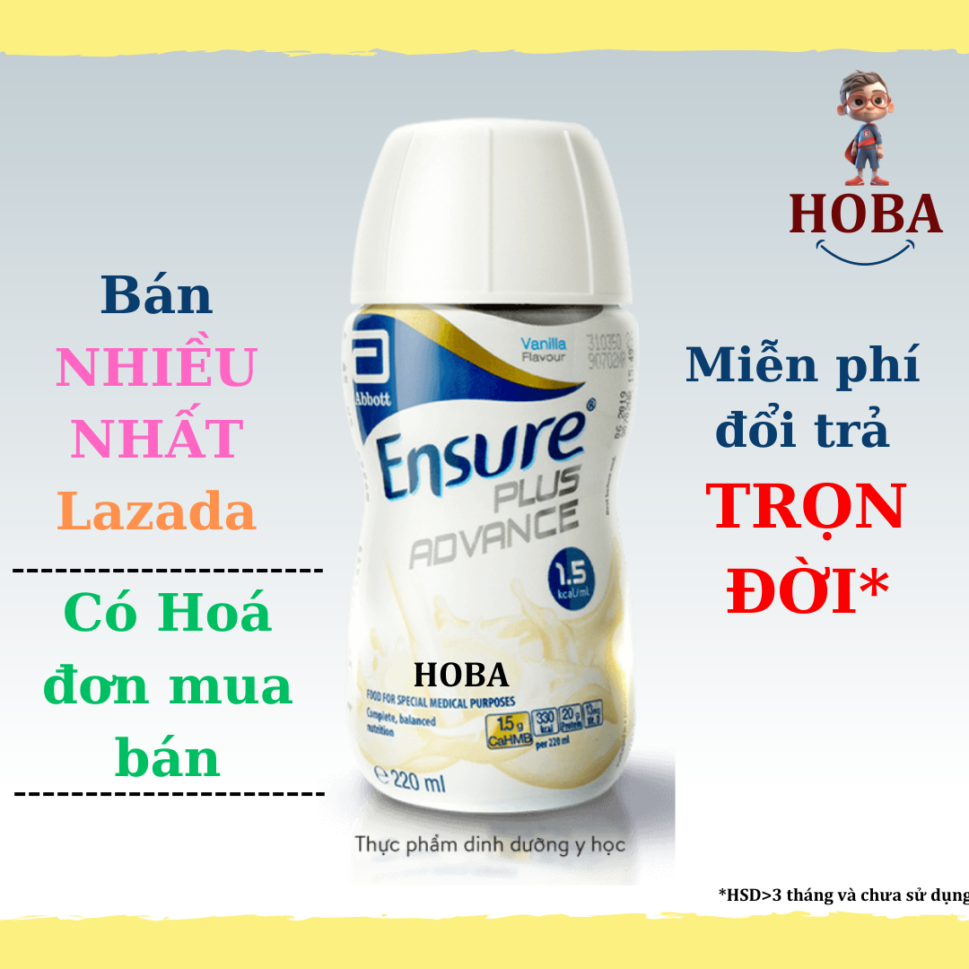 Sữa Ensure Plus Advance 220ml - Năng lượng cao 15kcal/1ml - Hàng chính hãng - Dành cho những người mới phẫu thuật bệnh nặng