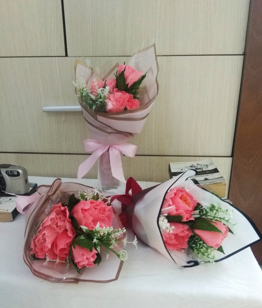 hoa hồng cam - quà tặng hoa giấy nhún - hoa giả