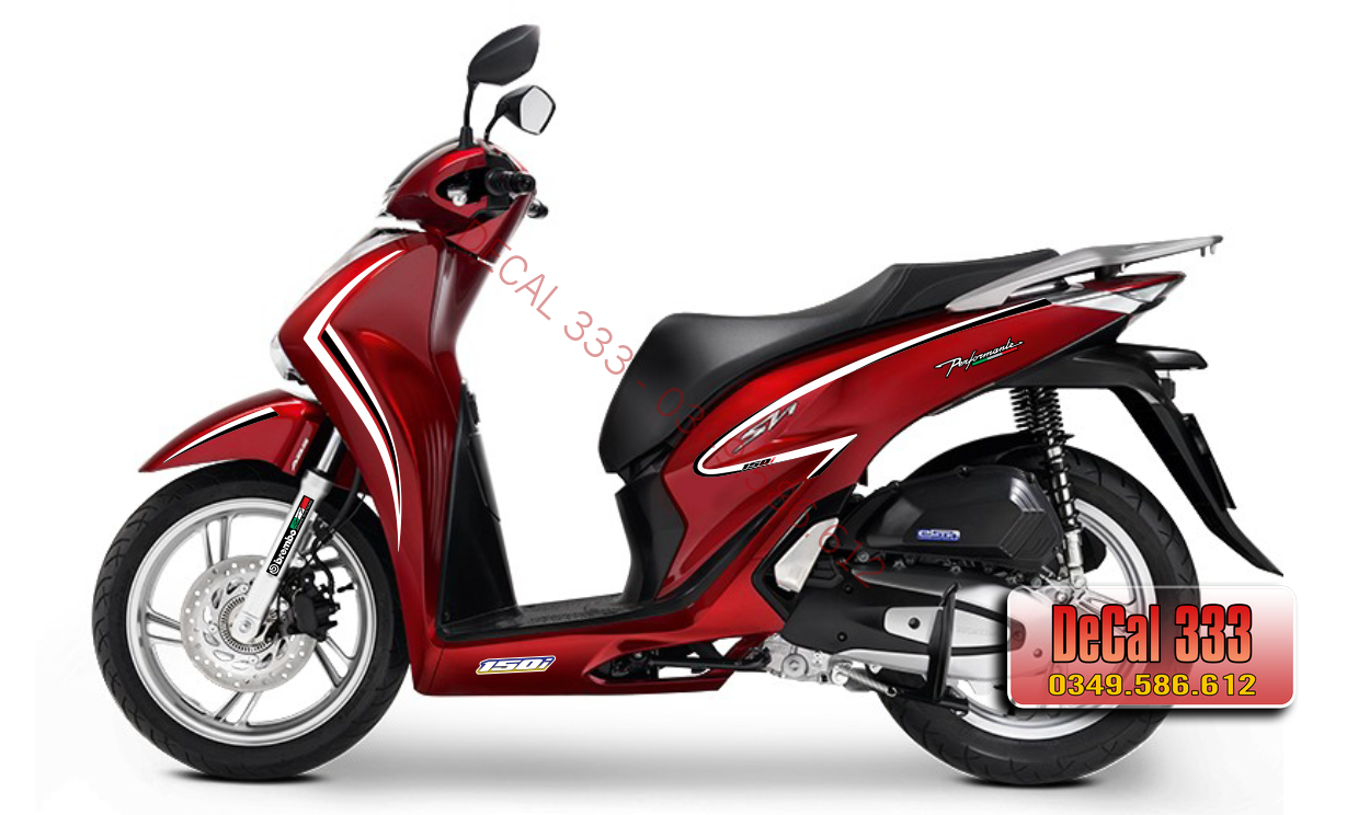 Tem Chỉ SH 2020 Chỉ TRẮNG ĐEN - dán xe đỏ 916001 - TEM 3 LỚP CHỐNG PHAI MÀU