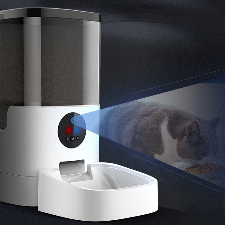 Máy cho ăn tự động chó mèo TuyaSmart 6Lít dùng app - camera. Máy nạp thức ăn tự động mèo