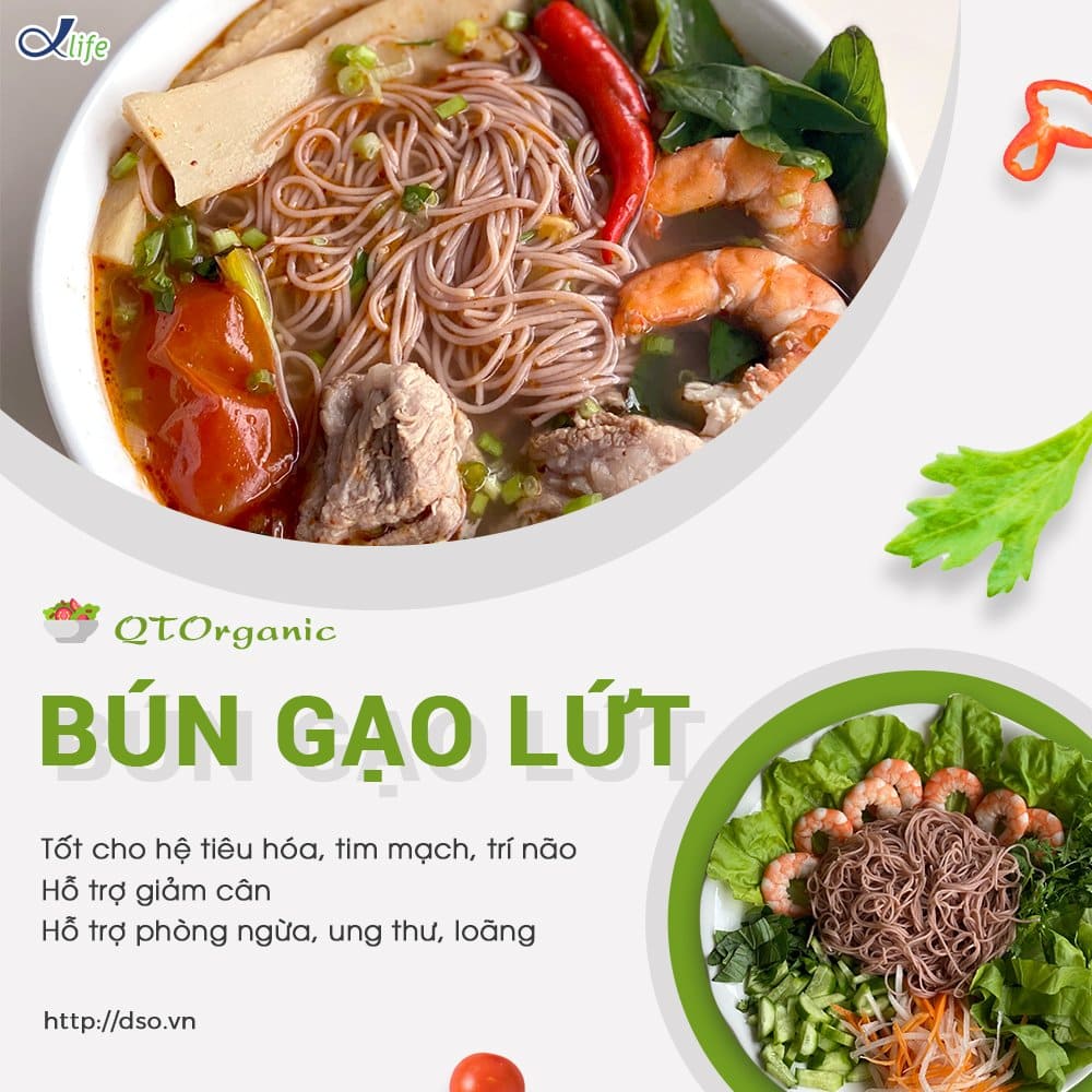 Bún Gạo Lứt Huyết Rồng QT ORGANIC- 1kg
