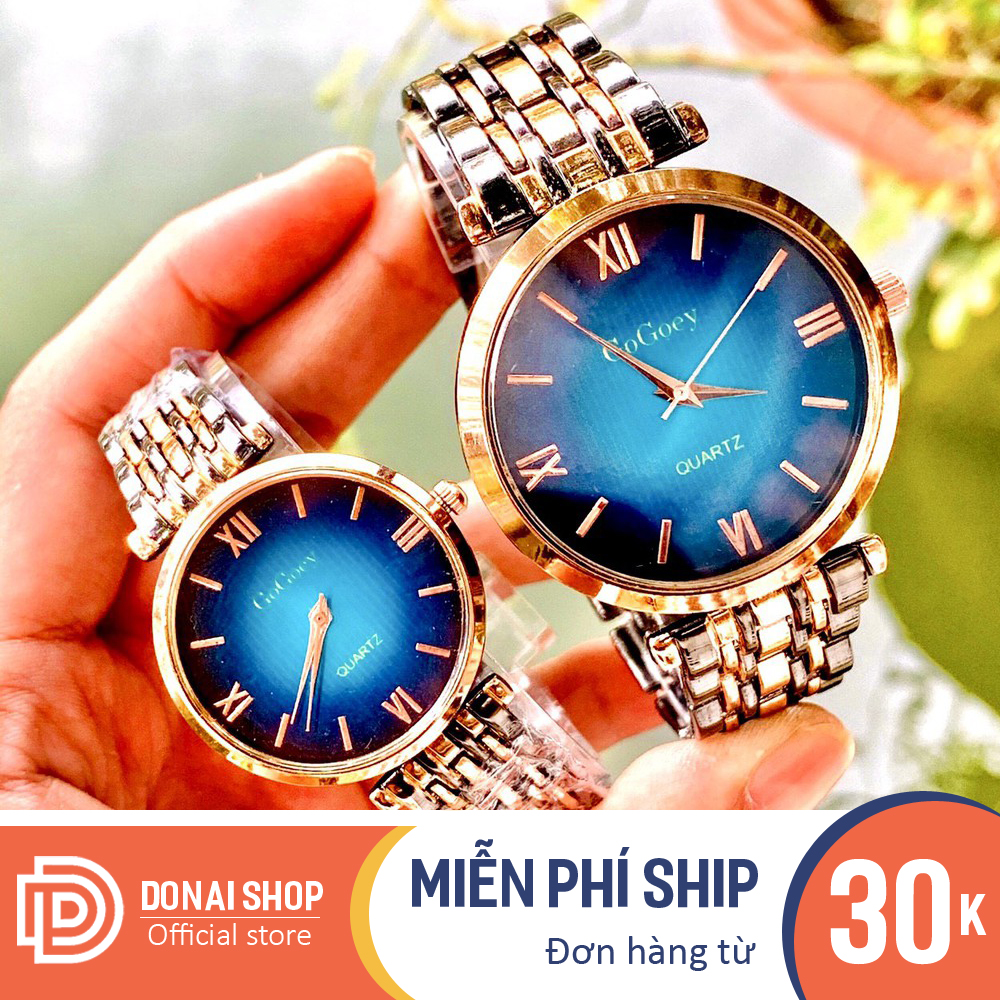 Đồng hồ thời trang nam nữ Gogoey, Đồng hồ cặp đôi, mặt chạy kim, 3 màu cực sang, dây kim loại không gỉ, bảo hành 6 tháng DONAI.G128