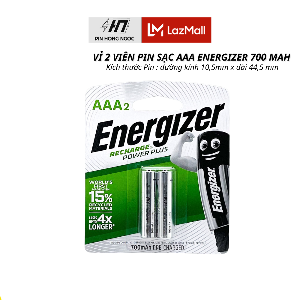  Vỉ 2 Viên Pin Sạc AAA Energizer 700 mAH - Hàng Chính Hãng 