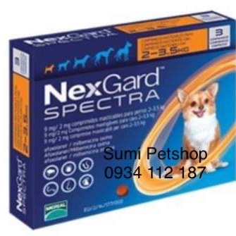 [HCM](1 tablets) Nexgard Spectra tẩy giun trị ve rận cho chó( 2-4kg) chất lượng đảm bảo an toàn đến sức khỏe người sử dụng cam kết hàng đúng mô tả