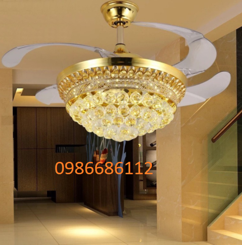 Quạt trần trang trí, giấu cánh khi tắt, có điền khiển từ xa và hẹn giờ