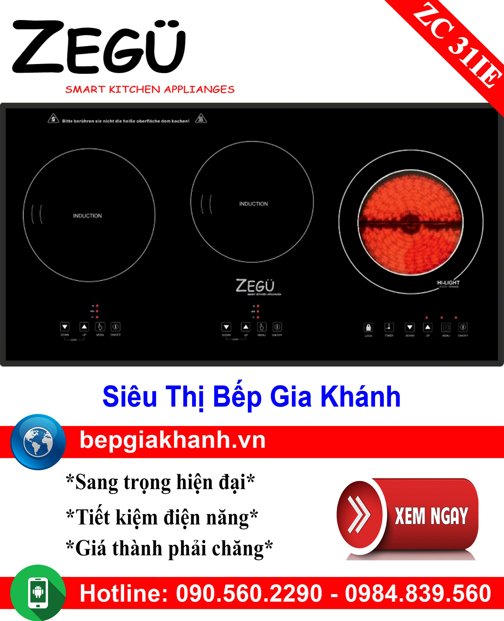 [HCM]Bếp điện từ Zegu ZC 31IE, bếp từ, bếp điện từ, bếp từ đôi, bếp điện từ đôi, bếp từ giá rẻ, bếp điện từ giá rẻ, bếp từ đơn, bep tu don, bep tu