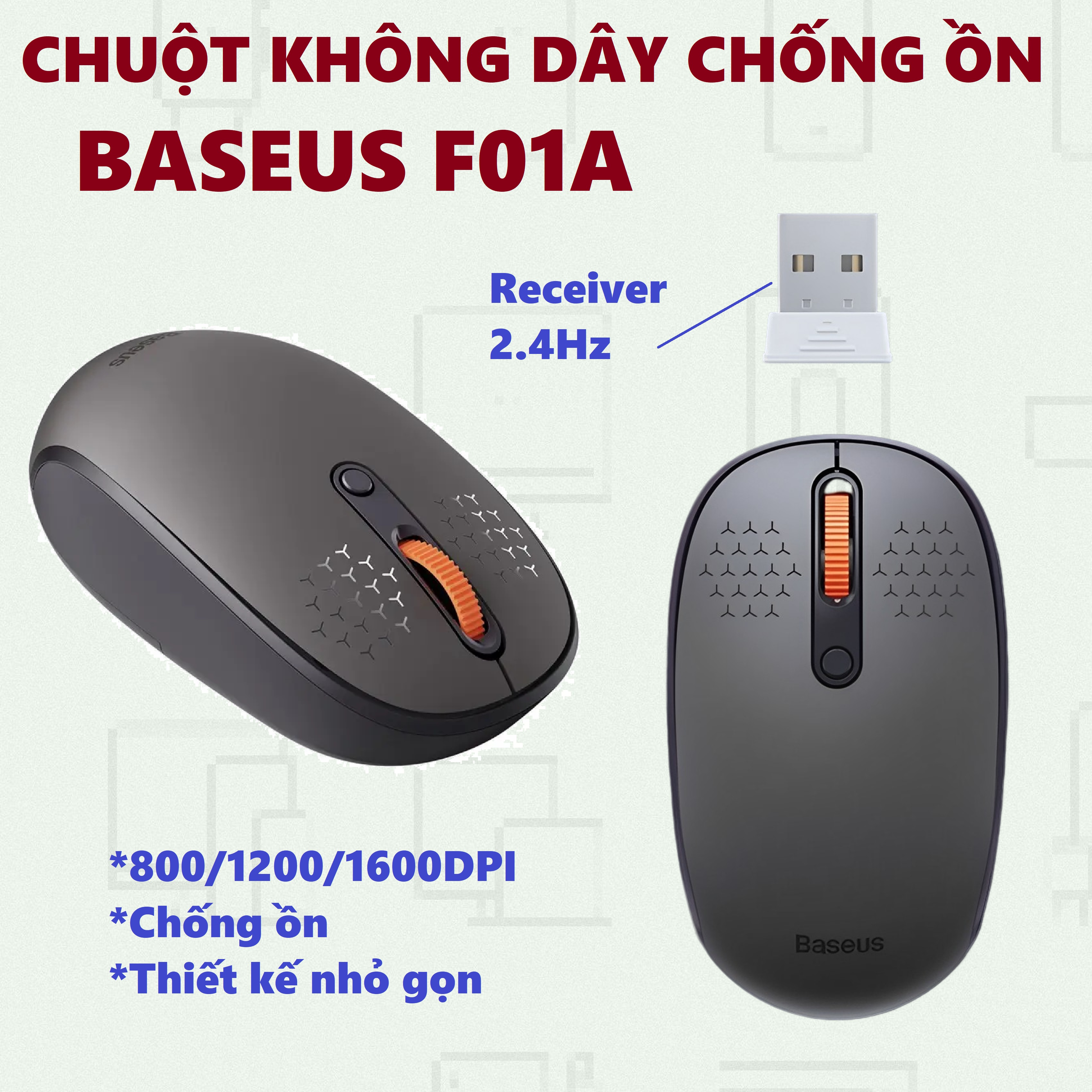 Chuột kết nối không dây chống ồn nhỏ gọn Baseus F01A Wireless Mouse
