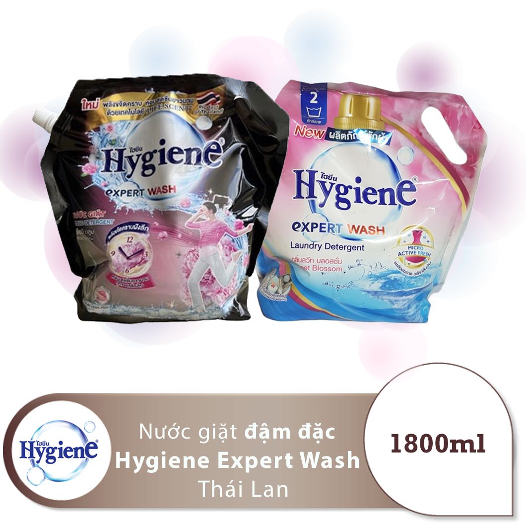 Nước giặt Thái Lan Hygiene túi 1800ml kết hợp xả vải giúp áo quần thơm lâu hàng chính hãng