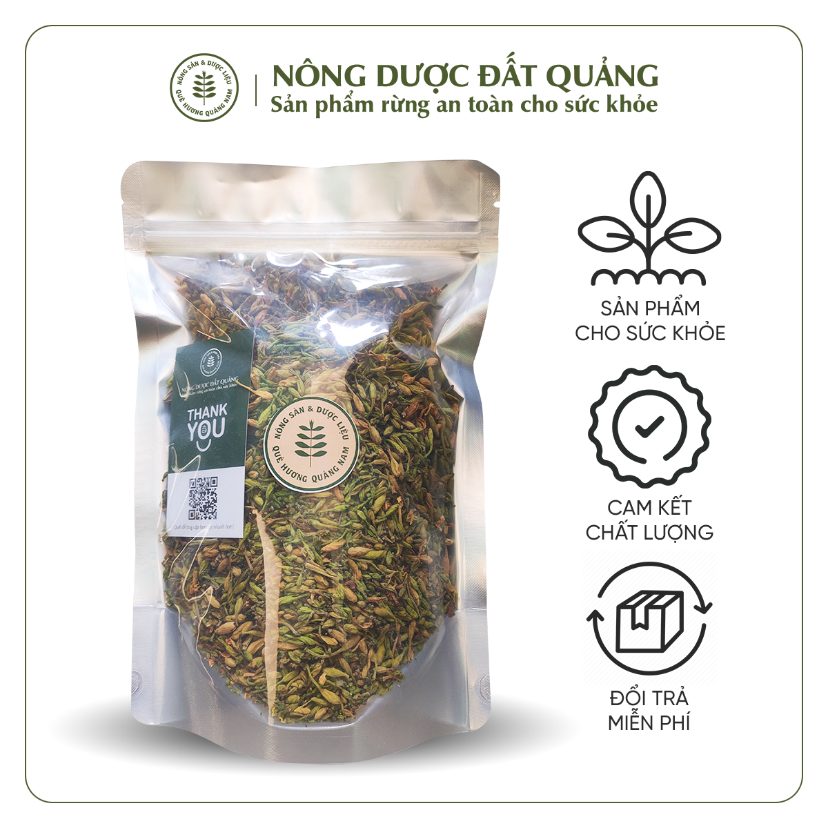 Hoa đu đủ đực sấy khô sạch dùng tết, hương vị nguyên bản QUẢNG NAM | Dried male papaya flowers | túi giấy 400gram
