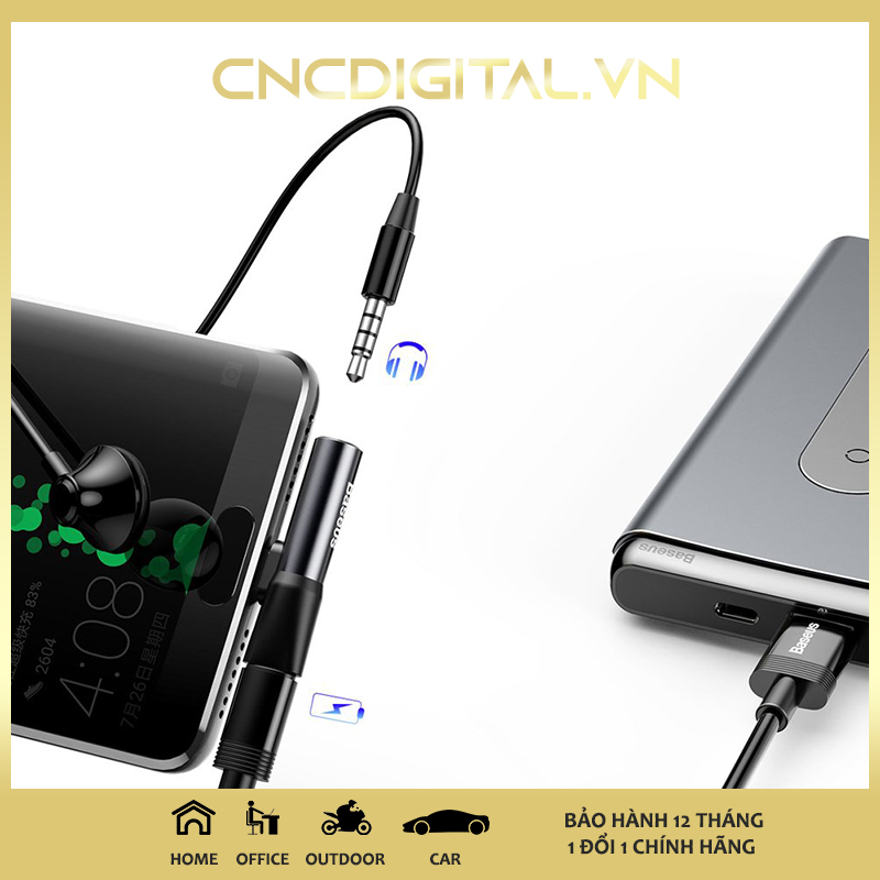 Bộ chia Jack chuyển đổi âm thanh Baseus L41 2 trong 1 Type C ra cổng tai nghe 3.5 mm và cổng sạc cho các loại điện thoại Android Huawei P20 Mate 10 Pro , Xiaomi Mi 6 8 MIX 2 Google pixel 2 XL / HTC / U11 Samsung - Vừa sạc vừa nghe nhạc