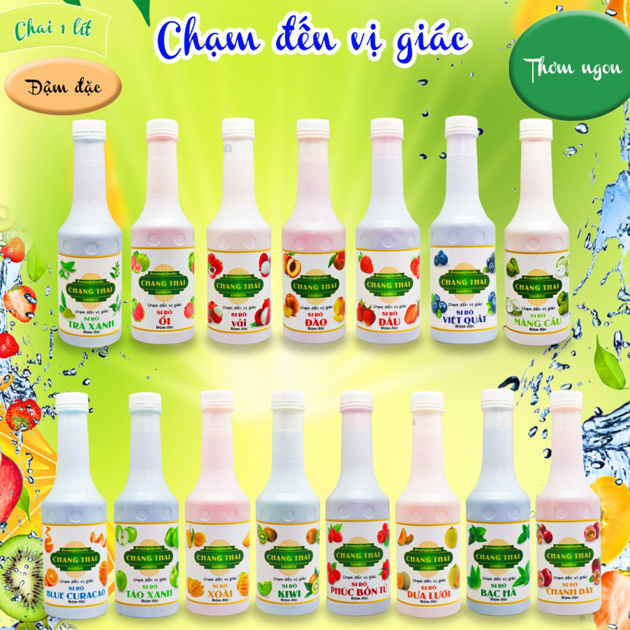 Siro Chang Thai Chai 1L - Syrup Làm Trà Đào Trà Trái Cây Đủ Các Mùi Vị Chai 1 lít