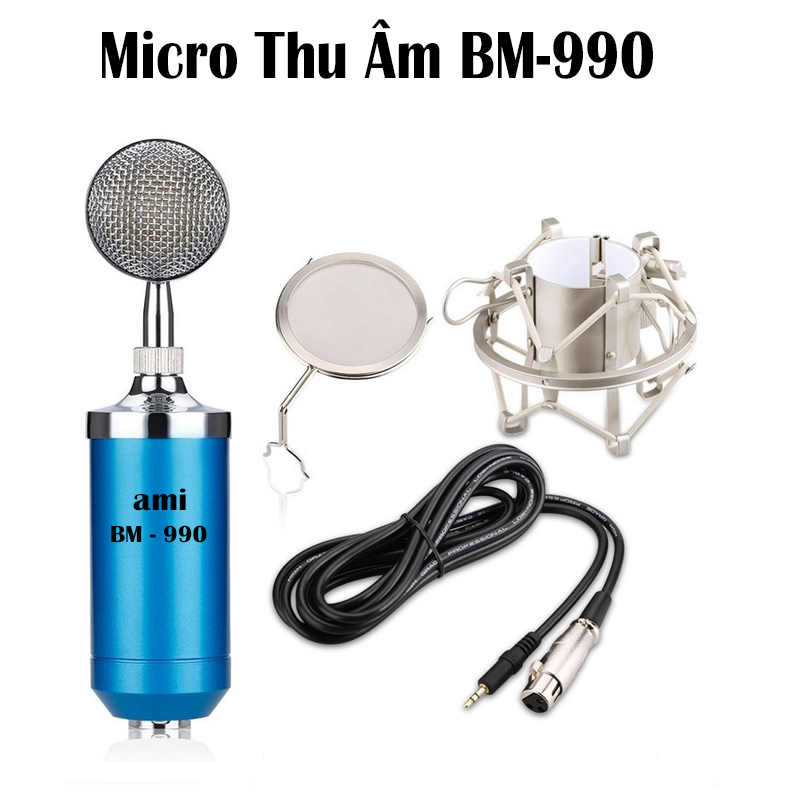 Micro thu âm chuyên nghiệp bm-990 - bộ mic thu âm hát karaoke, có tích hợp để livestream - mic thu âm giá giẻ có kèm màng lọc âm, thiết kế kim loại, bộ mic hát hỗ trợ tone, giúp gióng hát sáng hót 2023