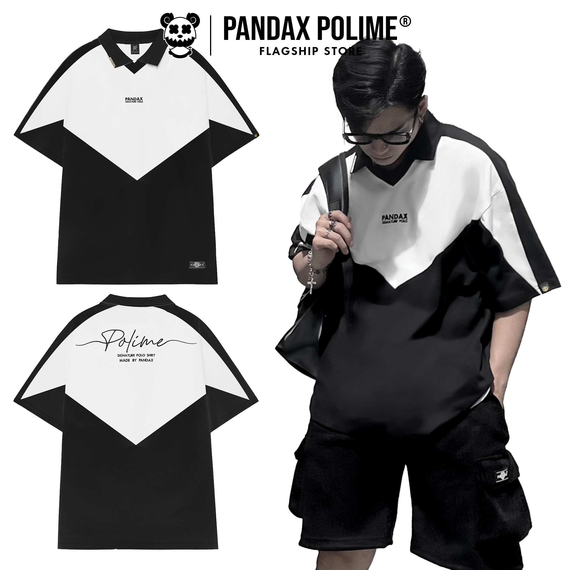 Áo polo nam nữ Polime Signature 100% premium cotton 280 GSM áo thun form rộng oversize fit up 120kg local brand PANDAX POLIME
