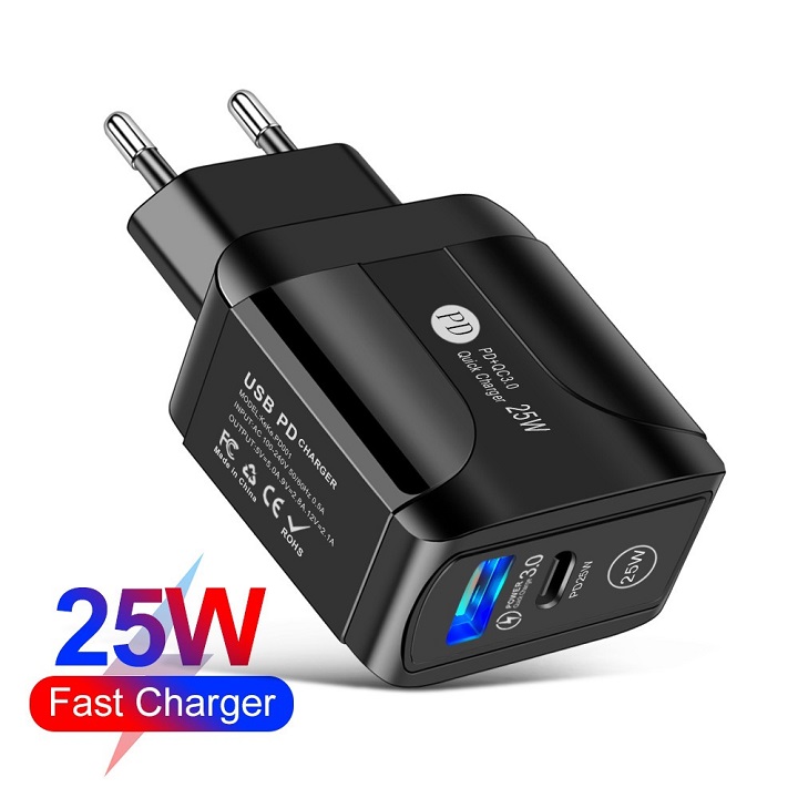 Củ sạc nhanh Pd 20w qc3.0 2 cổng sạc type c và usb - cốc sạc nhanh cao cấp chống cháy nổ