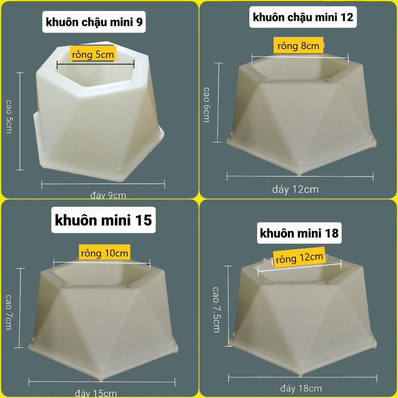 Khuôn đúc chậu mini phù hợp tròng sen đá .chậu để nàm