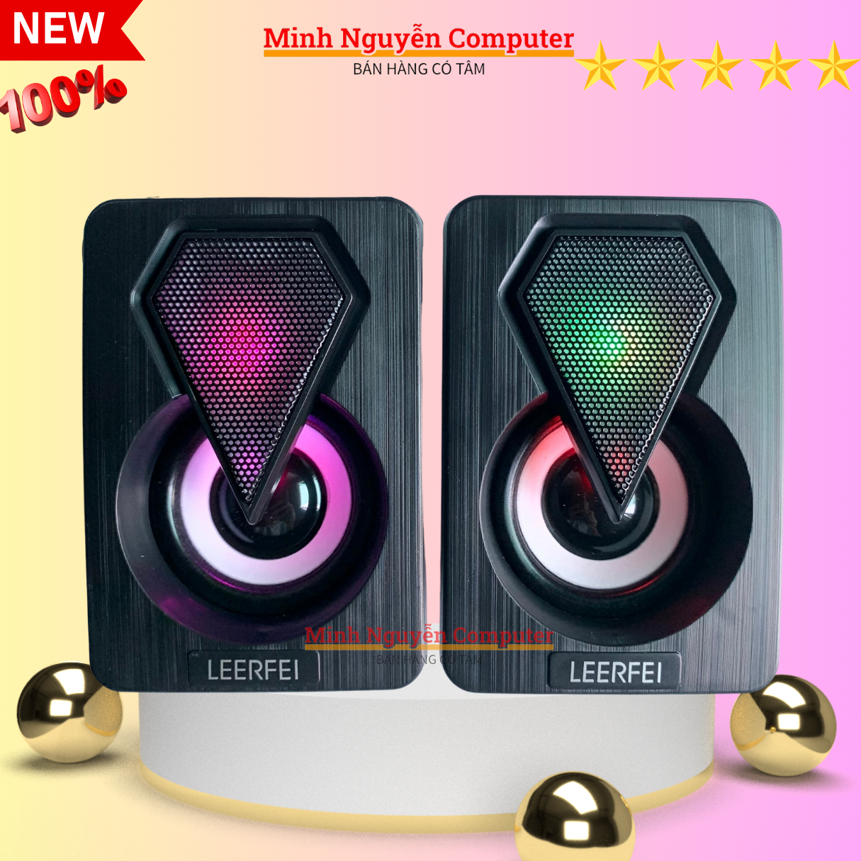 Loa máy tính mini 2.0 LeerFei YST-1046, Loa Tomato S166 Led RGB, jack 3.5 - usb, bảo hành 6 tháng
