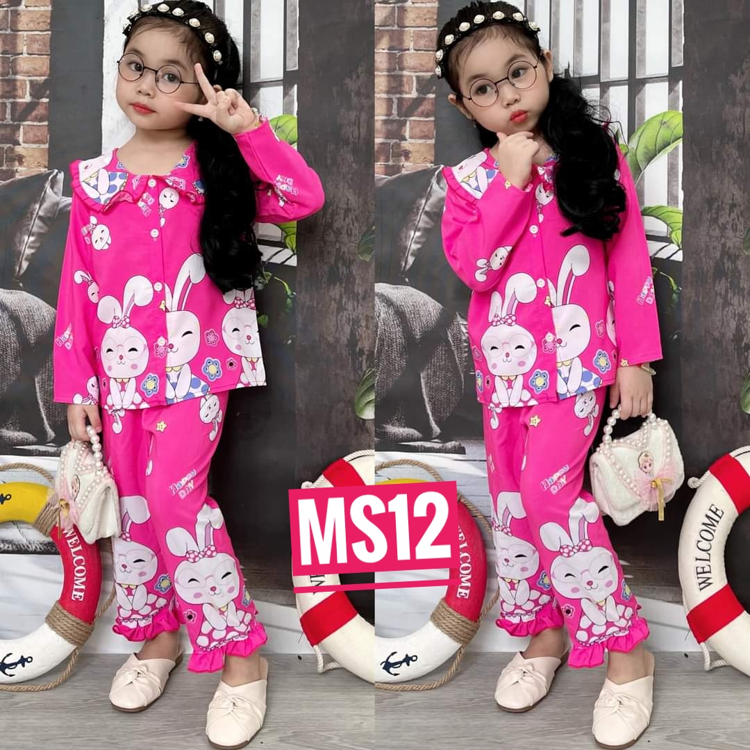 Đồ Bộ Bé Gái Quần Dài Tay Dài Vải Lụa Siêu Mềm, Mịn, Mát
