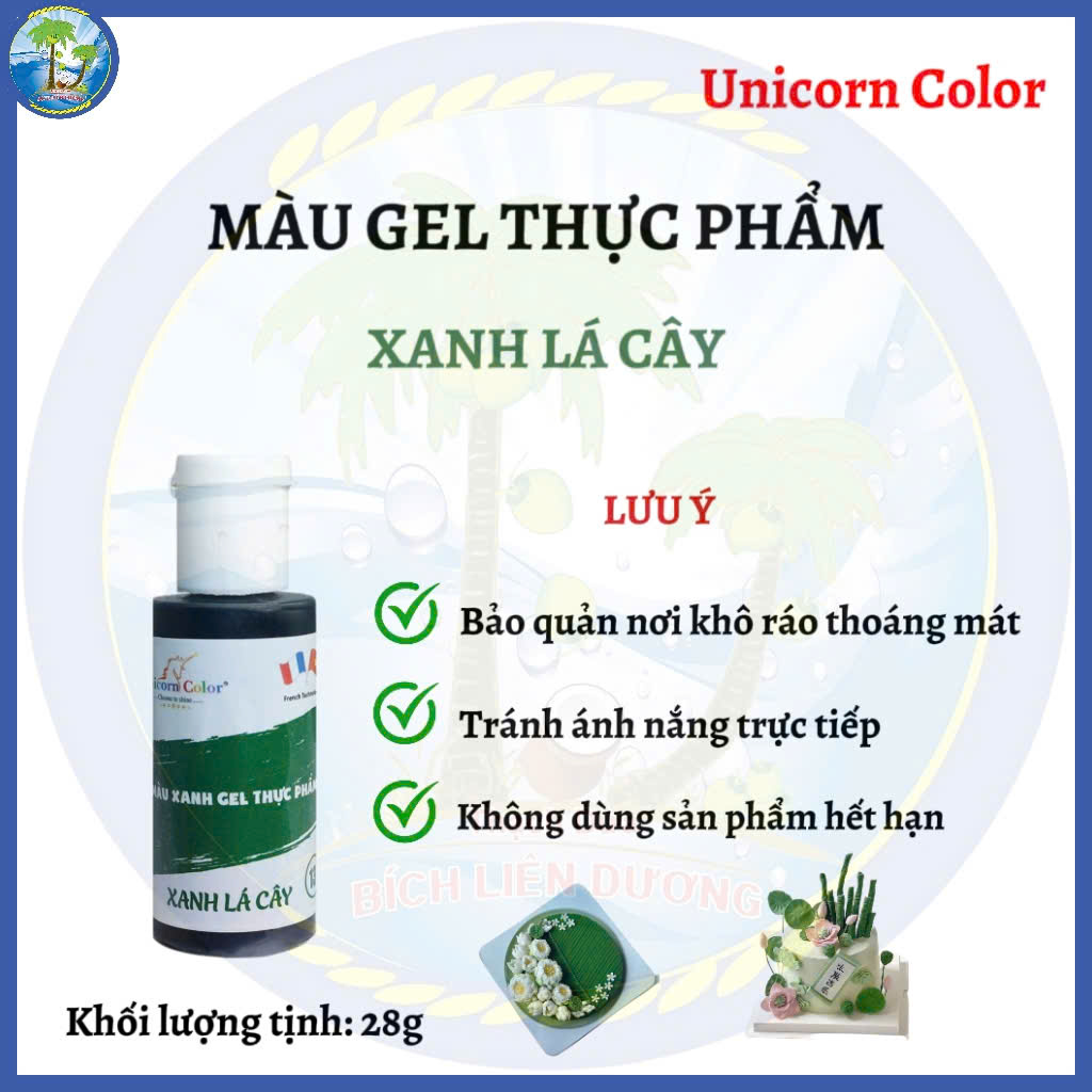 [Chai 28g] Màu xanh lá cây_Màu gel thực phẩm Unicorn Color