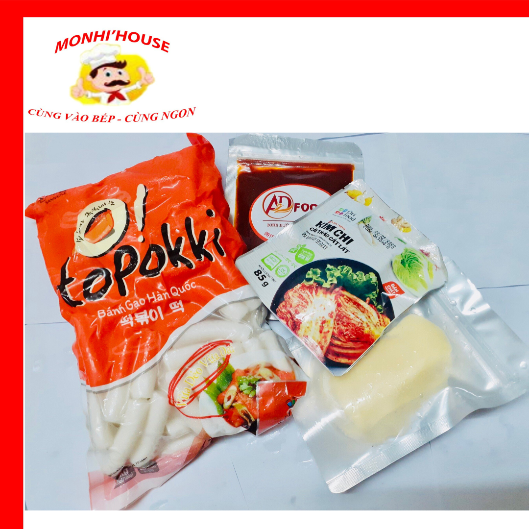 Combo 500g bánh gạo +100g Phô mai Mozzazzella+100g sốt+1 gói kim chi