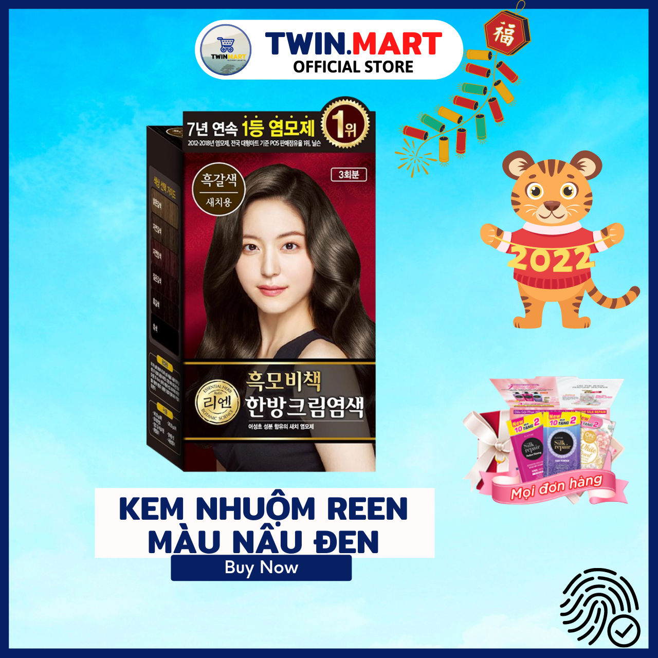 [set 3 gói nhuộm] Màu Nâu Đen - Kem nhuộm phủ bạc thảo dược Hàn quốc REEN HEUKMOBICHAEK ORIENTAL CREAM - nhuộm tại nhà