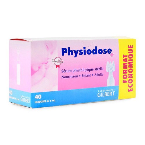 Nước muối sinh lý kháng viêm Gifrer, Physiodose Pháp hộp 40 ồng hồng