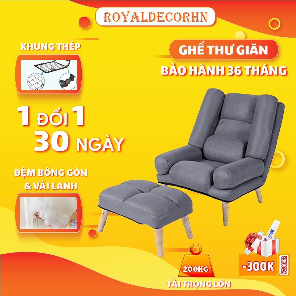 Ghế thư giãn tựa lưng ROYALDECORHN ghế tựa lưng đọc sách, ngồi nghỉ ngơi, sofa lười thư giãn cao cấp cho bà bầu