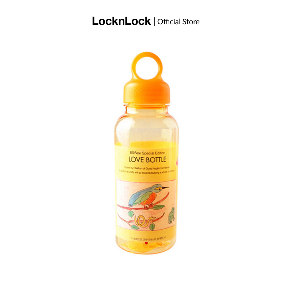 Bình nước Lock&Lock Bisfree in tranh con chim 350ml ABF623GNB - Màu vàng (Tranh do những em nhỏ Việt Nam vẽ)