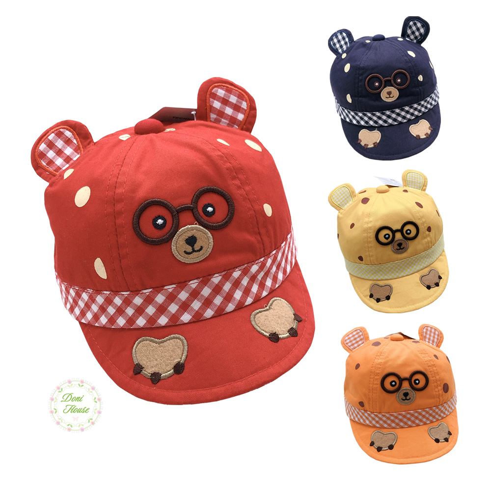 [Bé Dưới 1 Tuổi] Nón Kết Mũ Lưỡi Trai Cho Bé Trai Và Gái Từ 1 Tuổi Vòng Đầu 47cm Thêu Mặt Gấu Với 2 Tai Dễ Thương NK41