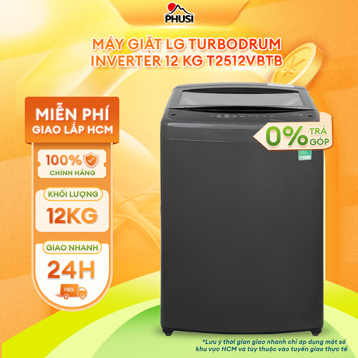 Máy giặt LG TurboDrum Inverter 12 kg T2512VBTB - Hàng Chính Hãng - [Hỗ trợ giao tỉnh]