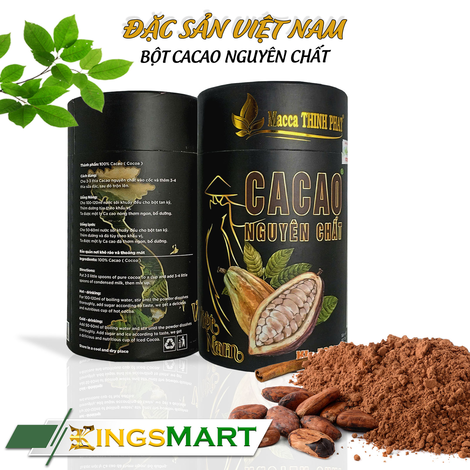 Bột Cacao Nguyên Chất – Thương Hiệu THỊNH PHÁT – Đặc Sản Tây Nguyên – Hộp 500gr