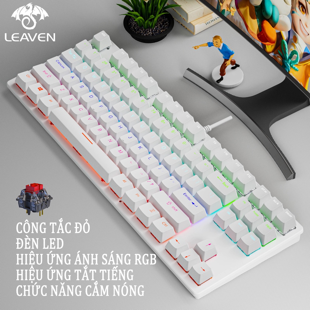 Bàn phím cơ LEAVEN K550 PRO LED RGB Gaming Giao hàng trong vòng 24 giờ bàn phím