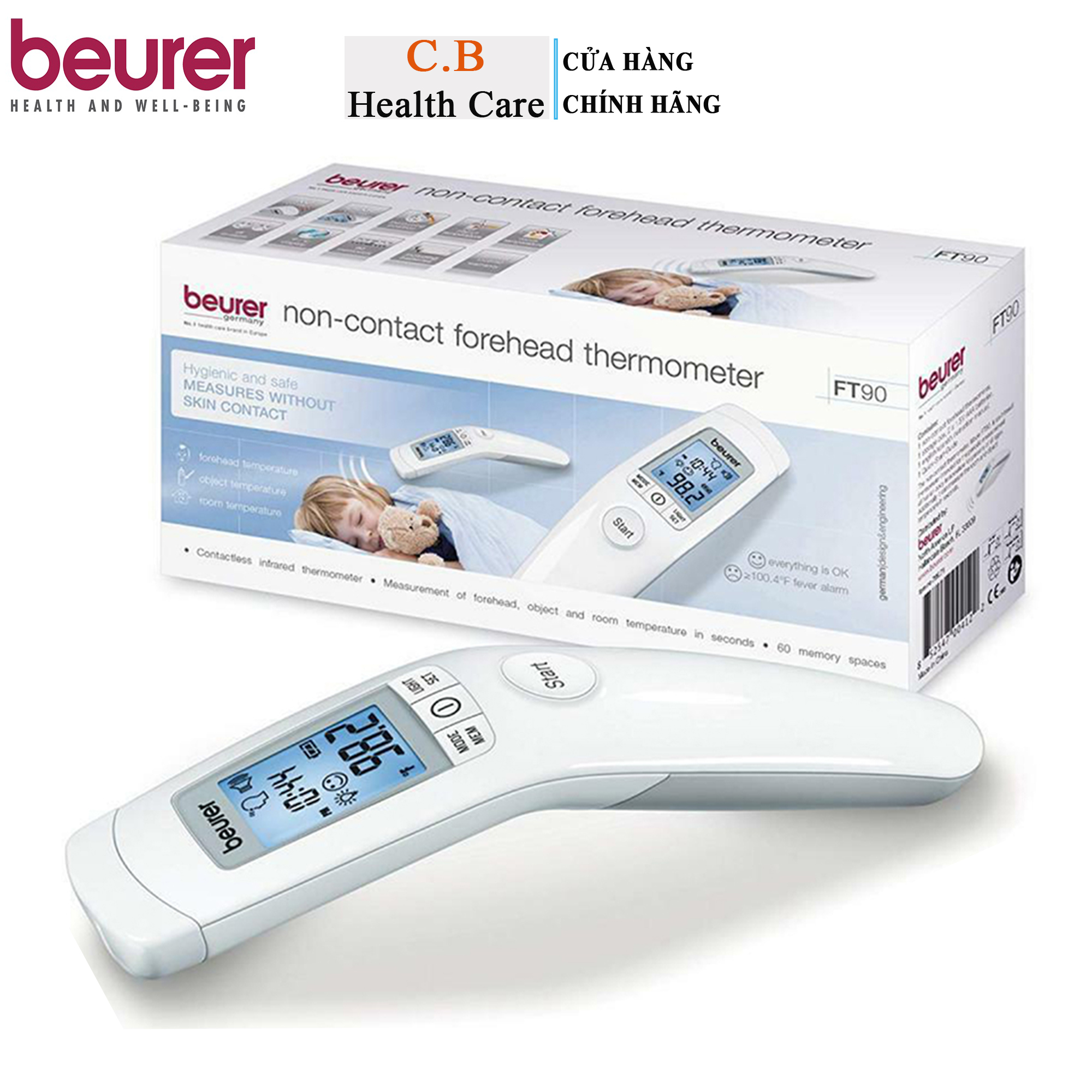 Nhiệt kế điện tử đo trán Beurer FT90 - đo bằng hồng ngoại cho bé