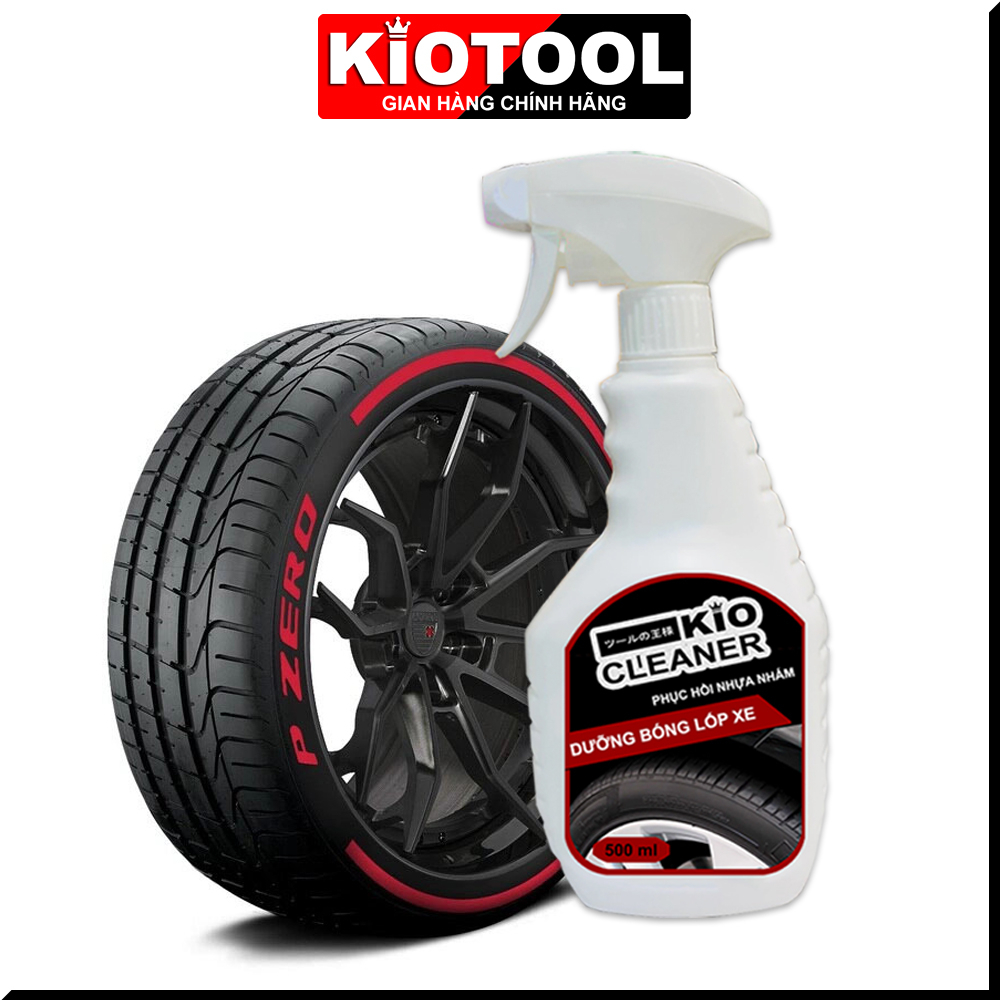 Dung dịch dưỡng làm bóng lốp Kio Cleaner Kiotool phục hồi nhựa nhám đen lốp 500ml