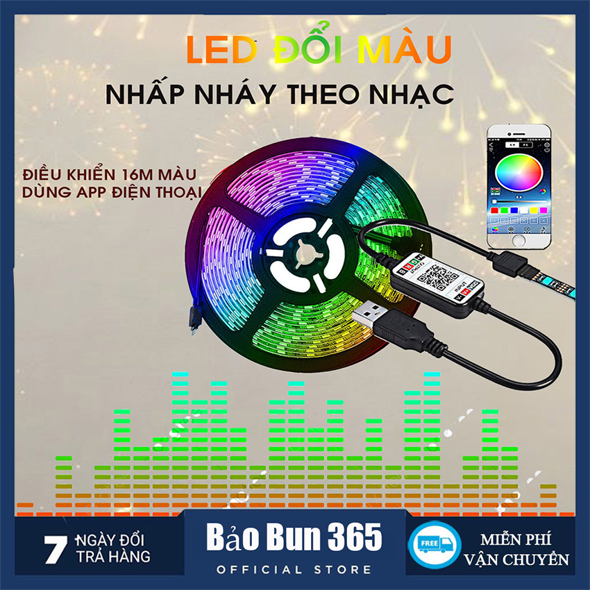 Đèn Led TikTok quay TikTok Đèn Led Dây Đổi Màu RGB - 5m IP65 Cảm Biến Nhạc - Dùng Điện Qua Đầu USB Tiện Lợi Kết Nối Bluetooth - HOT TIKTOK