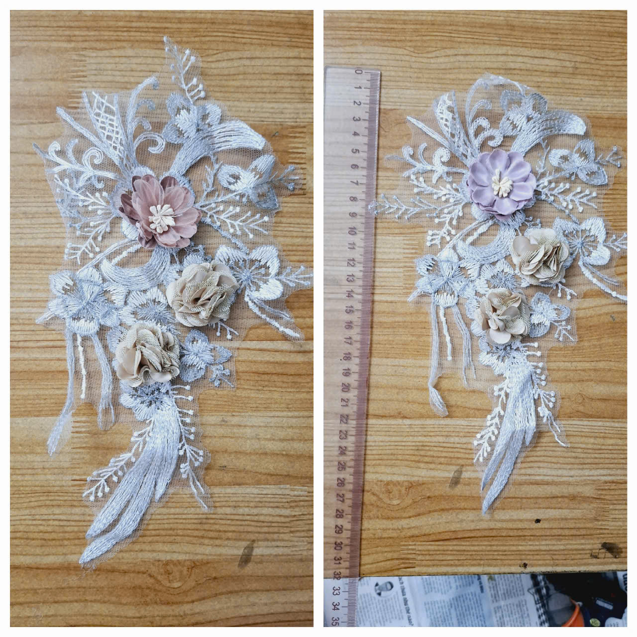 Hoa thêu may lên áo dài trang trí , size 27cm