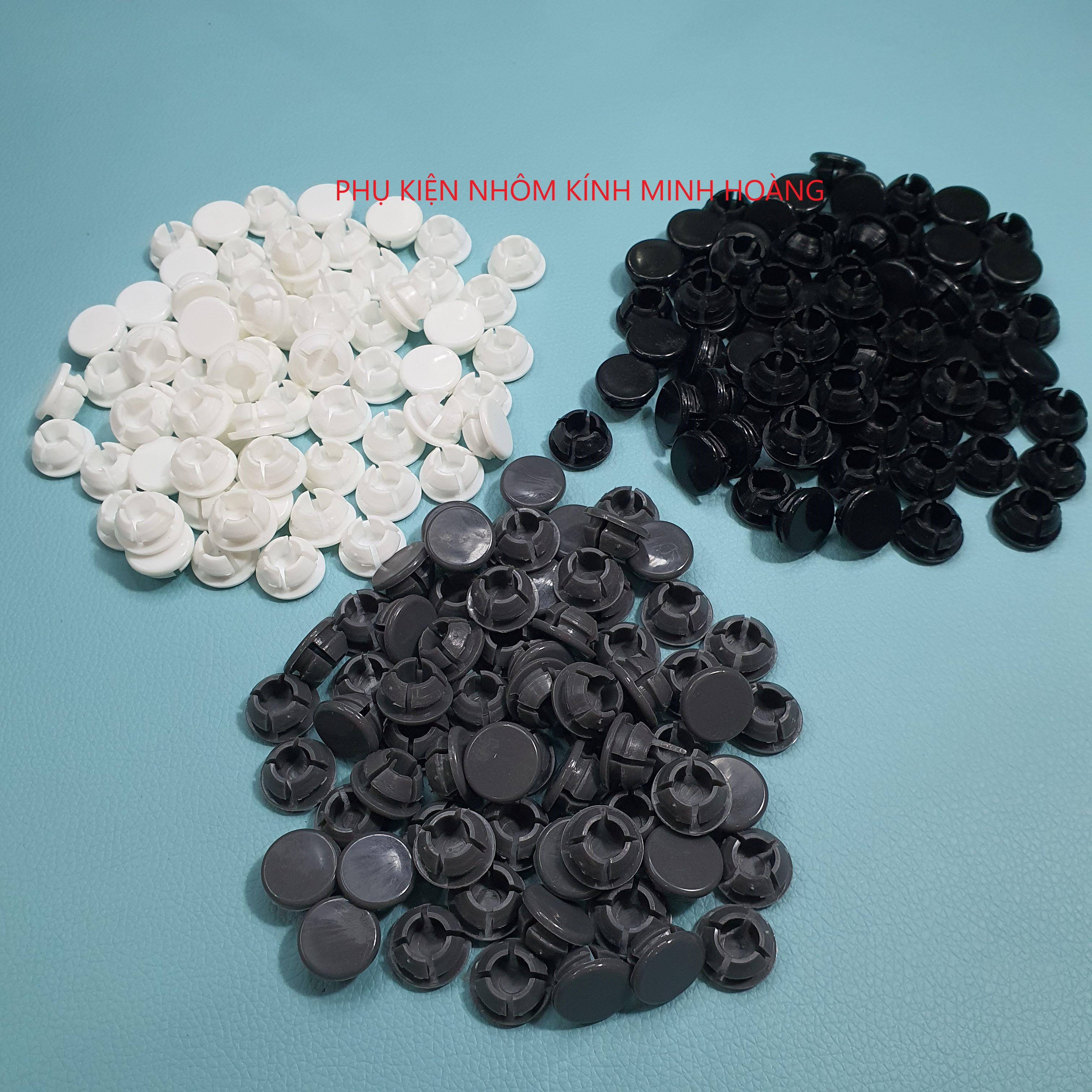 Combo 50 100 Nút bịt lỗ khoan lỗ tròn phi 13mm bằng nhựa cứng HDPE 3 màu Trắng đen xám