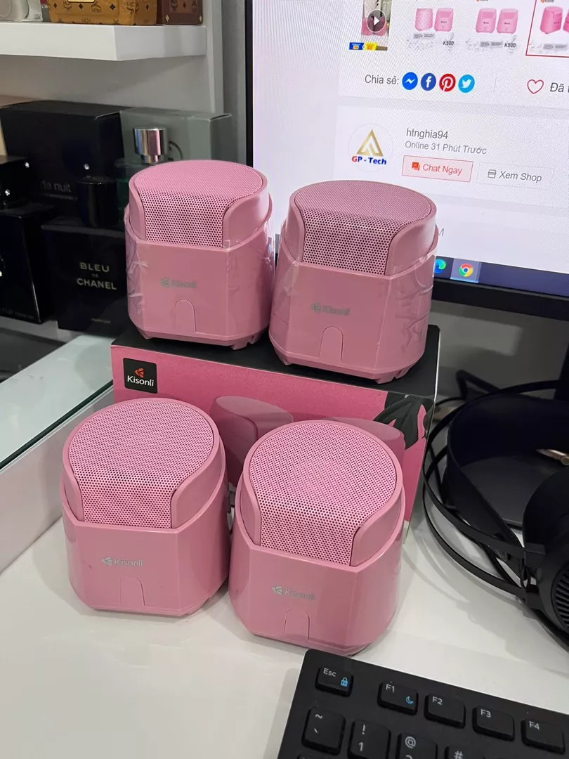 Loa Vi Tính Kisonli K500 màu hồng dễ thương chính hãng Kisonli