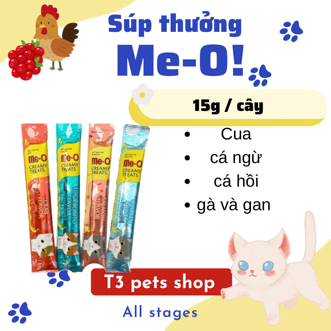 Súp thưởng cho mèo me-o creamy treats nhiều vị - t3 pets shop