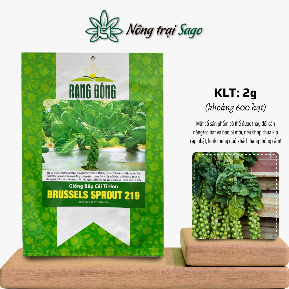 Hạt giống Bắp Cải Tí Hon Brussels Sprout 219 thích hợp trồng khí hậu mát mẻ, hiệu Hạt giống Rạng Đông - Nông Trại Sago