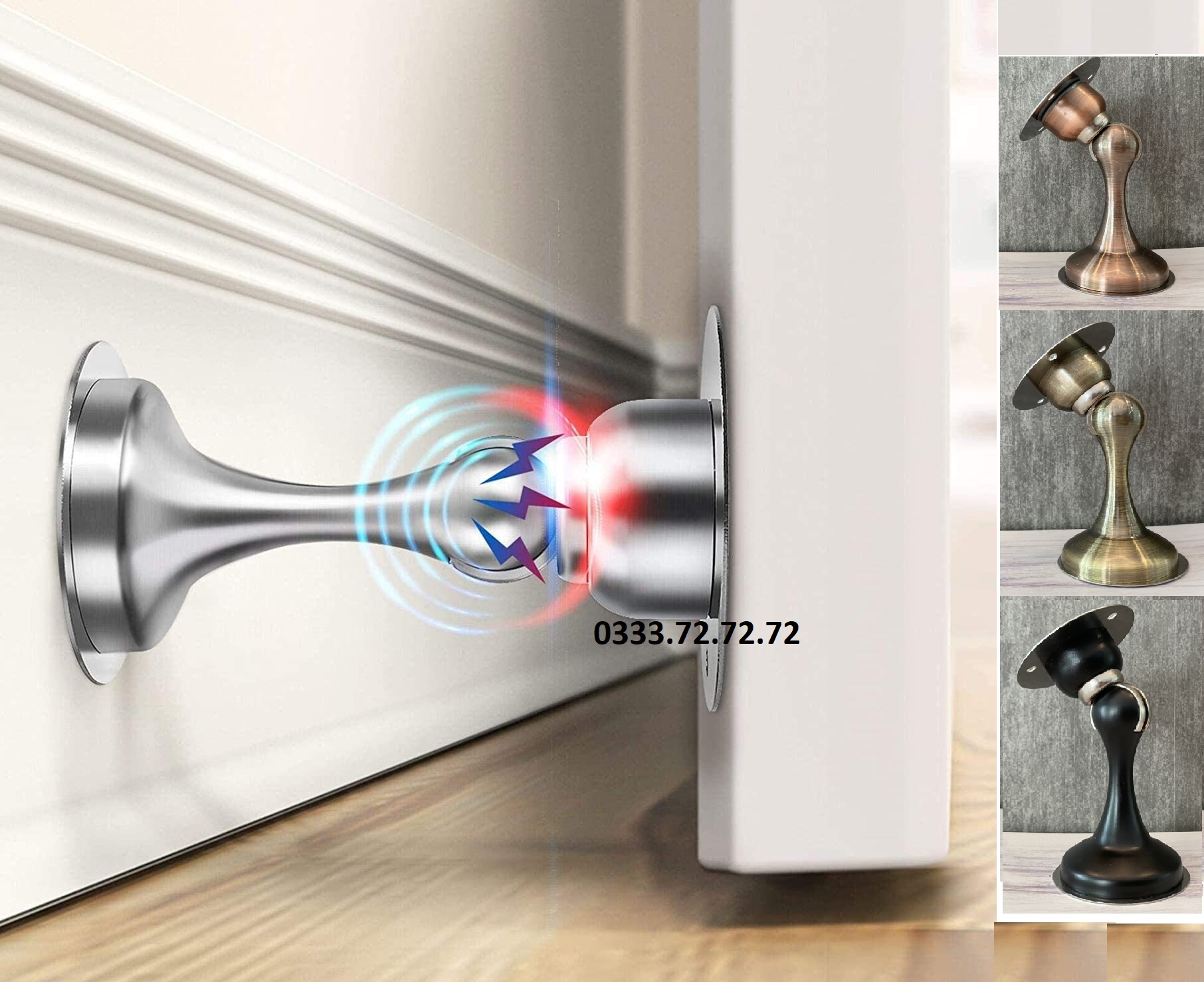 Chặn cửa chống va đập, chặn cửa siêu hít, Nam châm hít cửa mạnh - chuyên cho cửa nặng, to, giữ cửa chắc chắn