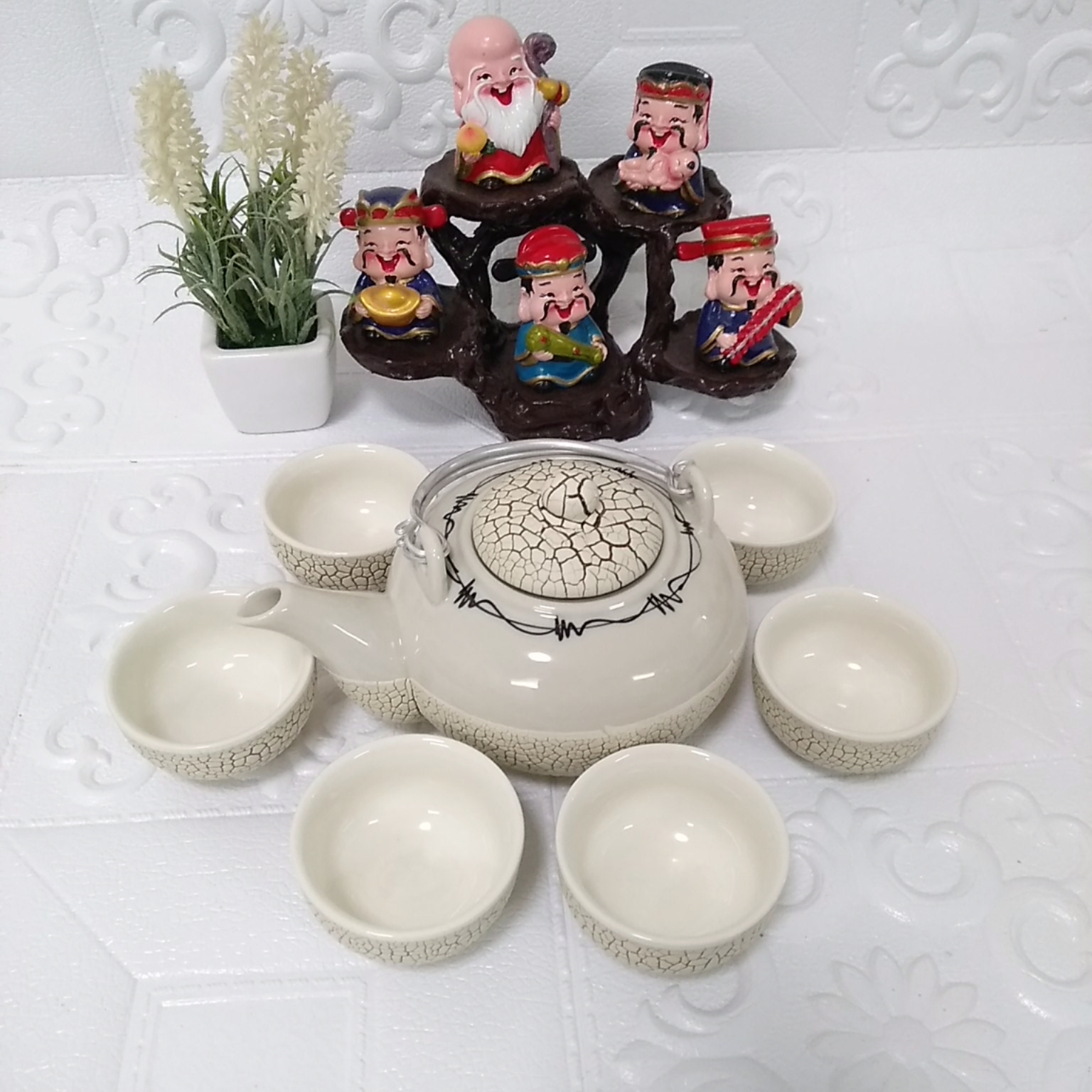 Bộ ấm chén men rạn bát tràng rt1