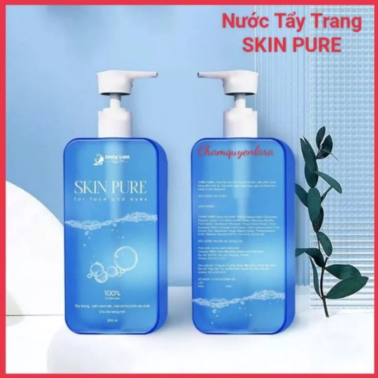 Nước tẩy trang làm sạch mềm mịn da 3in1 skin pure quyên lara 200ml
