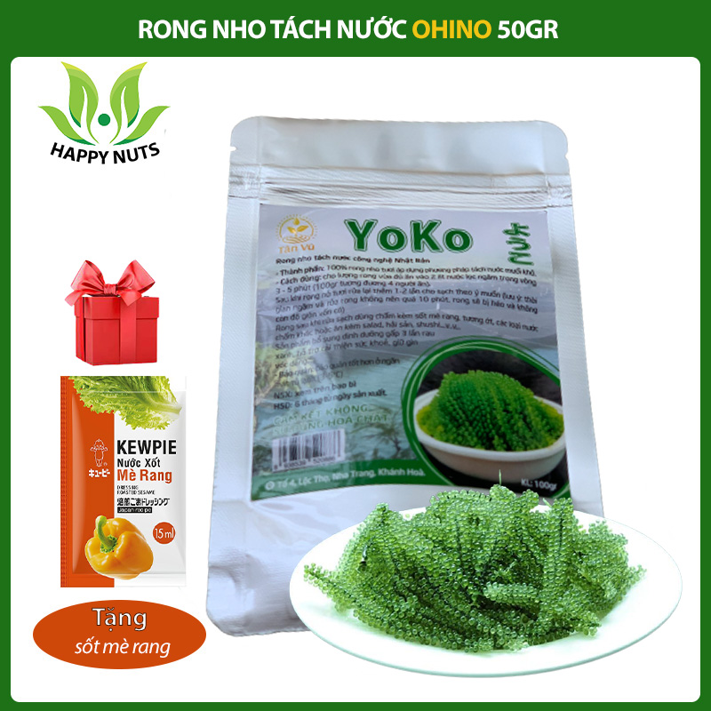 [Túi 100g] Rong nho tách nước nha trang khánh hòa Yoko tặng kèm 1 gói nước sốt mè rang