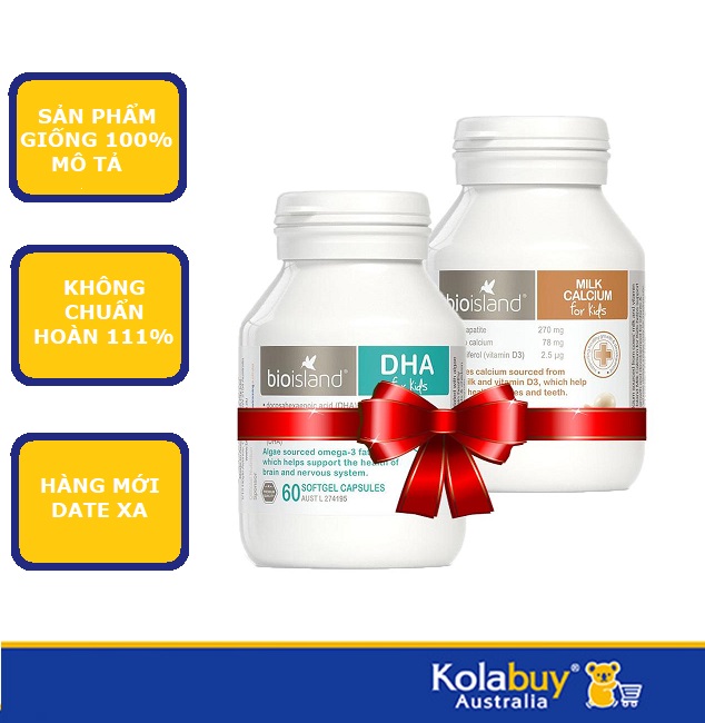 Combo viên uống bổ sung DHA Bio island và Canxi sữa Bio island cho bé của Úc