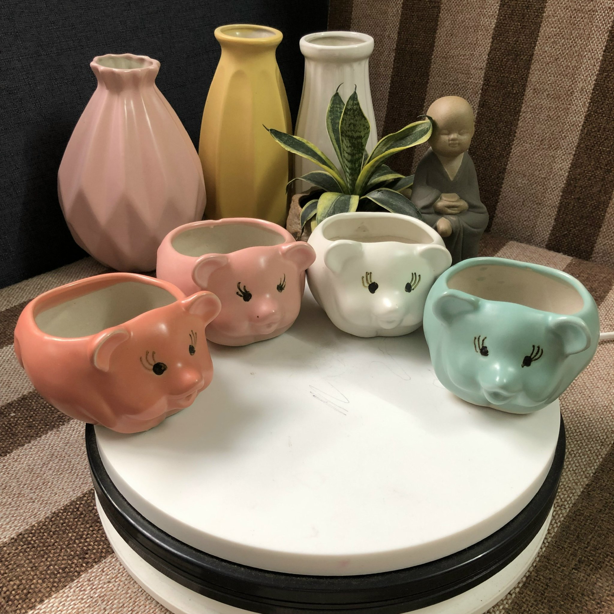 Chậu trồng sen đá hình chuột - chậu bonsai mini decor - chậu trồng cây cảnh hình thú cưng - xương rồng - sứ bát tràng